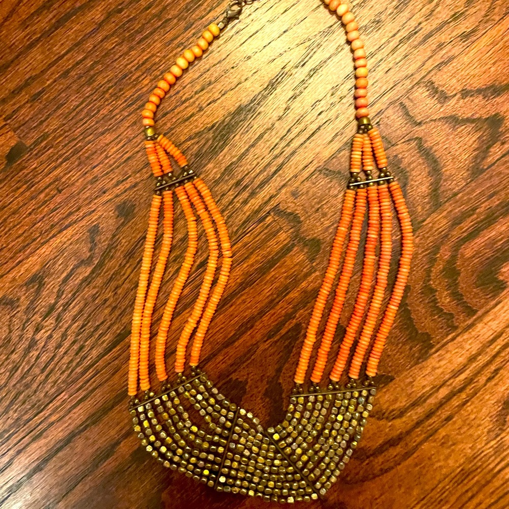 Multi Strand Bead Coral Necklace